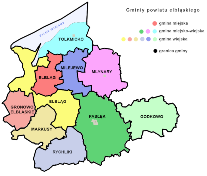 Zasięg terytorialny działalności Powiatowego Inspektoratu Weterynarii w Elblągu - obraz